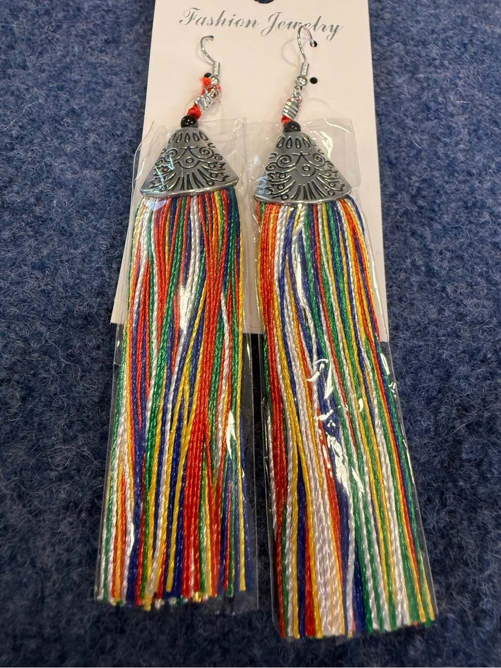 Fashion Jewelry dangle southwestern tassel earrings metal detail
